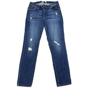 KanCan Womens Blue Distressed Denim Jeans Skinny Leg Mid Rise Size 13/30